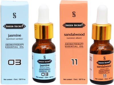 

SHEER SECRET 2 AROMATHERAPY JASMINE ESSENTIAL OIL 15ML AND SANDALWOOD ESSENTIAL OIL 15ML(30 ml)