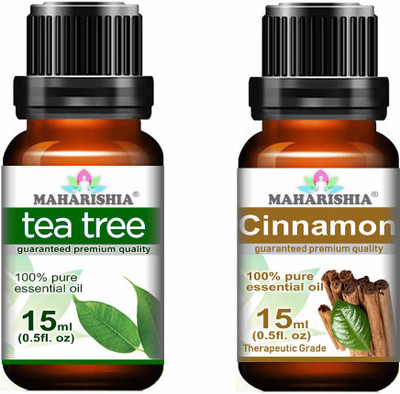 

Maharishia Essential Tea Tree and Cinnamon Premium Quality oil 100% Undiluted Combo of 15 ml each(15 ml)