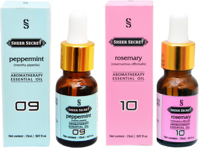 

SHEER SECRET 2 AROMATHERAPY PEPPERMINT ESSENTIAL OIL 15ML AND ROSEMARY ESSENTIAL OIL 15ML(30 ml)