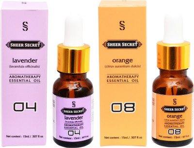 

SHEER SECRET 2 AROMATHERAPY LAVENDER ESSENTIAL OIL 15ML AND ORANGE ESSENTIAL OIL 15ML(30 ml)