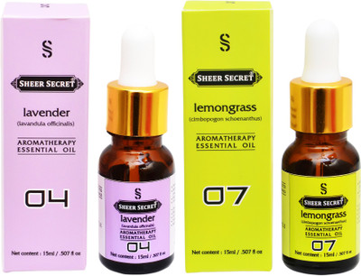 

SHEER SECRET 2 AROMATHERAPY LAVENDER ESSENTIAL OIL 15ML AND LEMONGRASS ESSENTIAL OIL 15ML(30 ml)