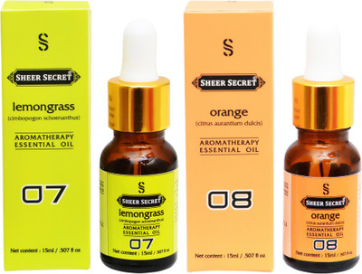 

SHEER SECRET 2 AROMATHERAPY LEMONGRASS ESSENTIAL OIL 15ML AND ORANGE ESSENTIAL OIL 15ML(30 ml)
