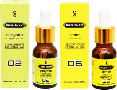 

SHEER SECRET 2 AROMATHERAPY EUCLYPTUS ESSENTIAL OIL 15ML AND LEMON ESSENTIAL OIL 15ML(30 ml)