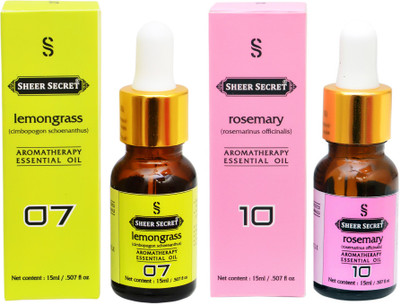 

SHEER SECRET 2 AROMATHERAPY LEMONGRASS ESSENTIAL OIL 15ML AND ROSEMARY ESSENTIAL OIL 15ML(30 ml)