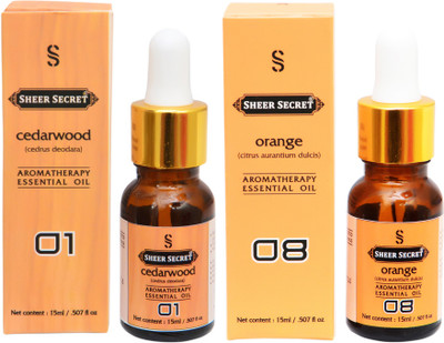 

SHEER SECRET 2 AROMATHERAPY CEDARWOOD ESSENTIAL OIL 15ML AND ORANGE ESSENTIAL OIL 15ML(30 ml)