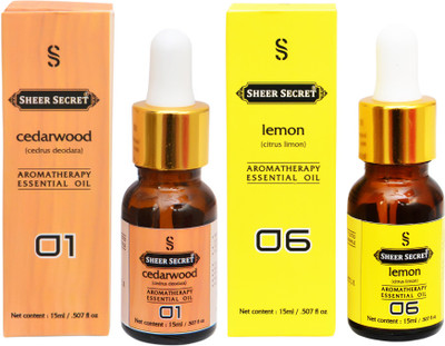 

SHEER SECRET 2 AROMATHERAPY CEDARWOOD ESSENTIAL OIL 15ML AND LEMON ESSENTIAL OIL 15ML(30 ml)