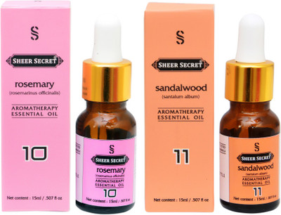 

SHEER SECRET 2 AROMATHERAPY ROSEMARY ESSENTIAL OIL 15ML AND SANDALWOOD ESSENTIAL OIL 15ML(30 ml)