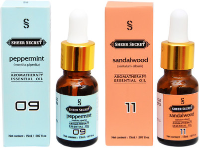 

SHEER SECRET 2 AROMATHERAPY PEPPERMINT ESSENTIAL OIL 15ML AND SANDALWOOD ESSENTIAL OIL 15ML(30 ml)