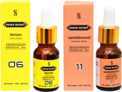 

SHEER SECRET 2 AROMATHERAPY LEMON ESSENTIAL OIL 15ML AND SANDALWOOD ESSENTIAL OIL 15ML(30 ml)