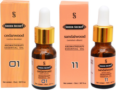

SHEER SECRET 2 AROMATHERAPY CEDARWOOD ESSENTIAL OIL 15ML AND SANDALWOOD ESSENTIAL OIL 15ML(30 ml)