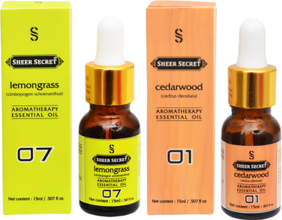 

SHEER SECRET 2 AROMATHERAPY LEMONGRASS ESSENTIAL OIL 15ML AND CEDARWOOD ESSENTIAL OIL 15ML(30 ml)