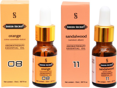 

SHEER SECRET 2 AROMATHERAPY ORANGE ESSENTIAL OIL 15ML AND SANDALWOOD ESSENTIAL OIL 15ML(30 ml)