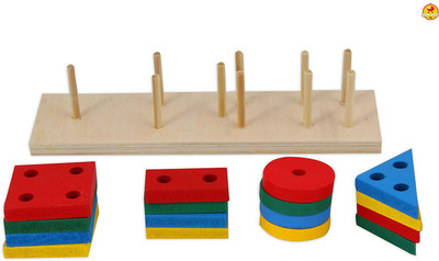

Skywalk Wooden Intellectual Geometric Shape Matching Four Column Blocks+Wooden Tangram Puzzle Educational & Learning Toys(Multicolor)