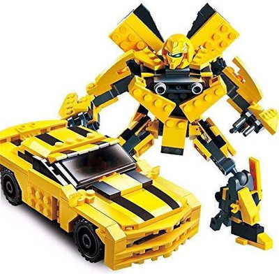 

Shanbuyers 2 in 1 Assembled Building Blocks Series Transformer Robot Converts into Car Set - 225 Pcs (Multicolor)(Yellow, Black)