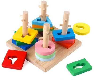 

Skywalk Wooden Intellectual Geometric Shape Matching Five Column Blocks Educational & Learning Toys,Wooden Geometric Shape Sorter Puzzle(Multicolor)