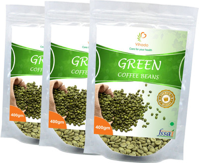 

Vihado Arabica Green Coffee Beans / 100% Pure,Natural, Organic & Unroasted / 3 Pack of 400g (Total 1200g) Instant Coffee 1200 g(Pack of 3, Green Coffee Flavoured)
