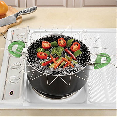 

Everbuy 12 in 1 Kitchen Tool- Chef Basket Collapsible Strainer(Silver Pack of 1)
