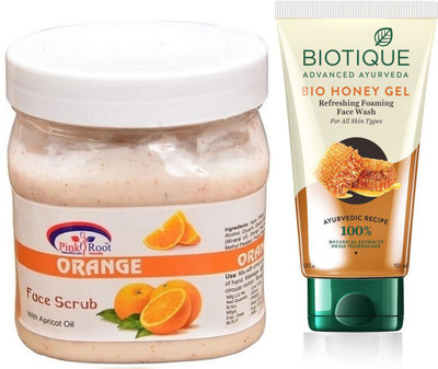 

Pink Root ORANGE SCRUB 500G WITH HONEY FACEWASH(Set of 2)