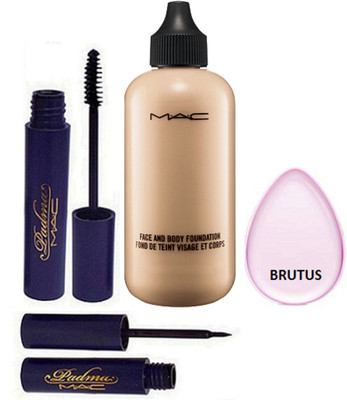 

BRUTUS Silicon Puff,Padma Eyeliner,Mascara With Face & Body Foundation(Set of 4)