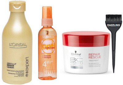 

Dazzling Brush & L'Oreal Professional Shampoo & MAtrix Hair Serum & Schwarzkopf Bc Masque(Set of 4)