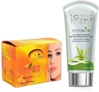 

Pink Root ORANGE BLEACH 250G WITH LOTUS SKIN WHITENING FACEWASH(Set of 2)