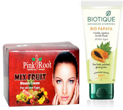 Pink Root MIX FRUIT BLEACH 250G WITH PAPAYA FACEWASH(Set of 2)
