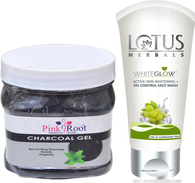 

Pink Root CHRACOAL GEL 500G WITH LOTUS OIL CONTROL FACEWASH(Set of 2)