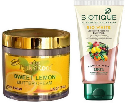 

Pink Root SWEET LEMON BUTTER CREAM 100G WITH WHITE FAIRNESS FACEWASH(Set of 2)