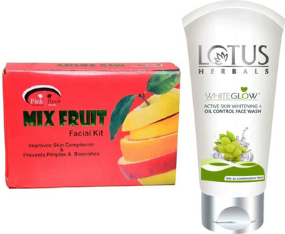

Pink Root MIX FRUIT KIT 83G WITH LOTUS OIL CONTROL FACEWASH(Set of 2)