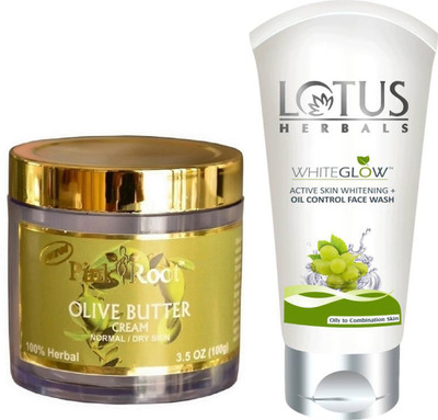 

Pink Root OLIVE BUTTER CREAM 100G WITH LOTUS OIL CONTROL FACEWASH(Set of 2)