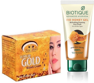 

Pink Root GOLD BLEACH 250G WITH BIOTIQUE HONEY FACEWASH(Set of 2)