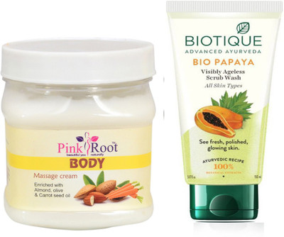 

Pink Root BODY MASSAGE CREAM 500G WITH PAPAYA FACEWASH(Set of 2)