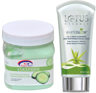 

Pink Root CUCUMBER CREAM 500G WITH LOTUS SKIN WHITENING FACEWASH(Set of 2)