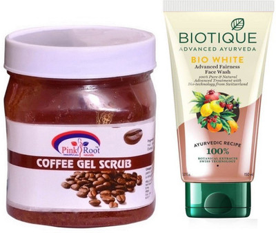 

Pink Root COFFEE GEL SCRUB 500G WITH WHITE FAIRNESS FACEWASH(Set of 2)