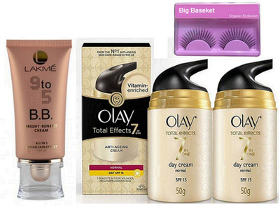 

big Basket eyelashes & bright benefit cream & Olay Total Effects 7 In One Day Cream Normal Spf 24 (Pack Of 2)(Set of 4)