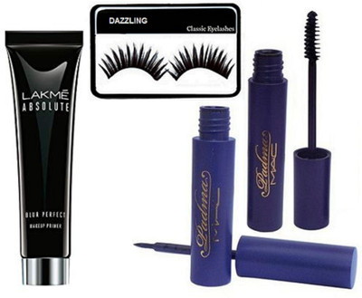 

DAZZLING Sponge Puff, lakme absolute primer & Padma Eyliner & Mascara(Set of 4)