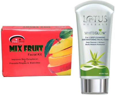 

Pink Root MIX FRUIT KIT 83G WITH LOTUS SKIN WHITENING FACEWASH(Set of 2)