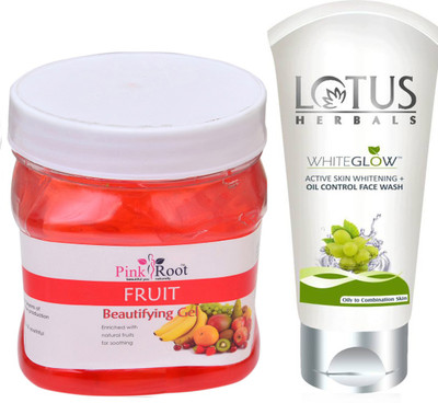 

Pink Root FRUIT GEL 500G WITH LOTUS OIL CONTROL FACEWASH(Set of 2)