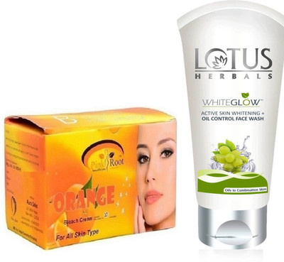 

Pink Root ORANGE BLEACH 250G WITH LOTUS OIL CONTROL FACEWASH(Set of 2)