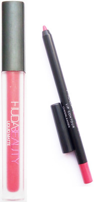 

Huda Beauty Cheerleader Long Lasting Comfortable Matte Liquid Lipstick 5ml With Lip Contour(Set of 1)