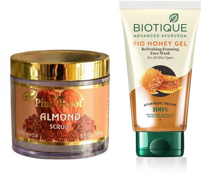

Pink Root ALMOND SCRUB 100G WITH HONEY FACEWASH(Set of 2)