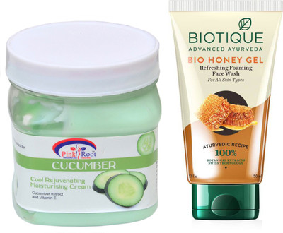 

Pink Root CUCUMBER CREAM 500G WITH HONEY FACEWASH(Set of 2)
