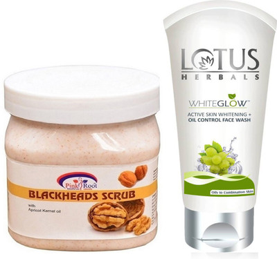 

Pink Root BLACKHEAD SCRUB 500G WITH LOTUS OIL CONTROL FACEWASH(Set of 2)