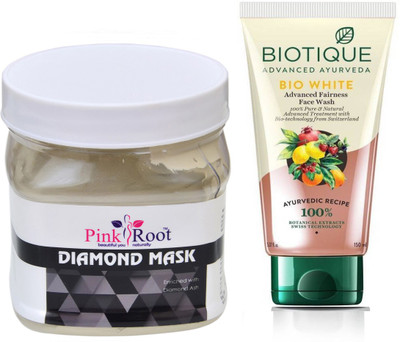 

Pink Root DIAMOND MASK 500G WITH BIOTIQUE WHITE FAIRNESS FACEWASH(Set of 2)