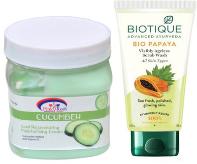 

Pink Root CUCUMBER CREAM 500G WITH BIOTIQUE PAPAYA FACEWASH(Set of 2)
