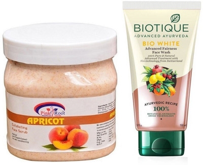 

Pink Root APRICOT SCRUB 500G WITH WHITE FAIRNESS FACEWASH(Set of 2)