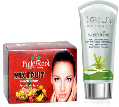 

Pink Root MIX FRUIT BLEACH 250G WITH LOTUS SKIN WHITENING FACEWASH(Set of 2)