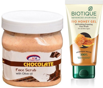 

Pink Root CHOCOLATE SCRUB 500G WITH HONEY FACEWASH(Set of 2)