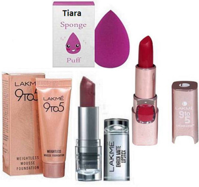 

tiara Sponge Puff &Weightless Mousse, Lipstick&Enrich Lipstick(Set of 4)