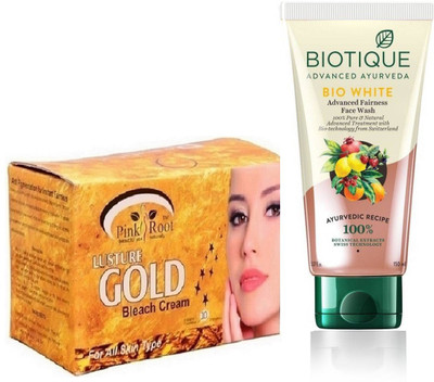 

Pink Root GOLD BLEACH 250G WITH BIOTIQUE WHITE FAIRNESS FACEWASH(Set of 2)